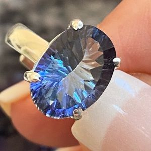 Blue violet topaz sterling ring